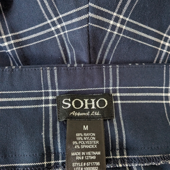 Soho Navy & White Plaid Pants – Women’s Size M #104 - Picture 5 of 5